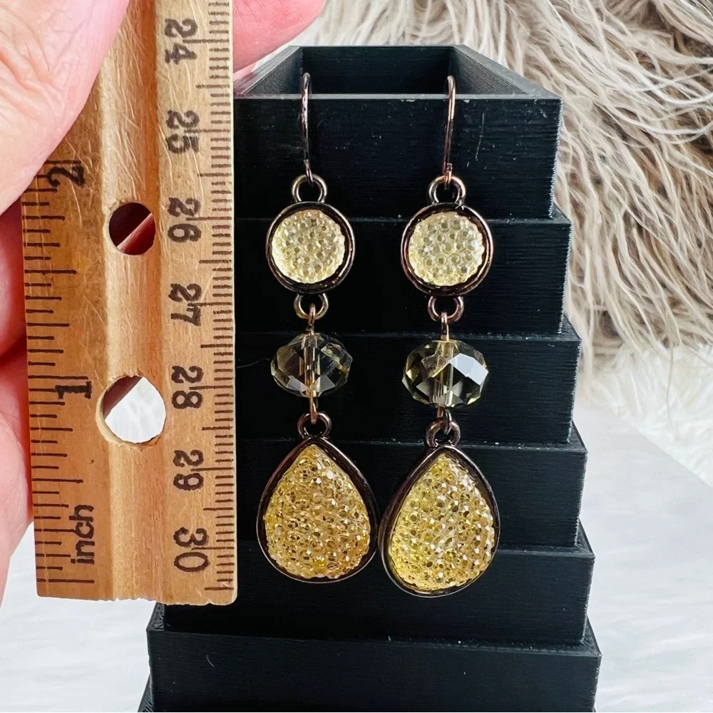 Gorgeous, champagne bling, long dangle pierced earrings